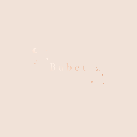 Geboortekaartje Ster en maan rosegoud folie