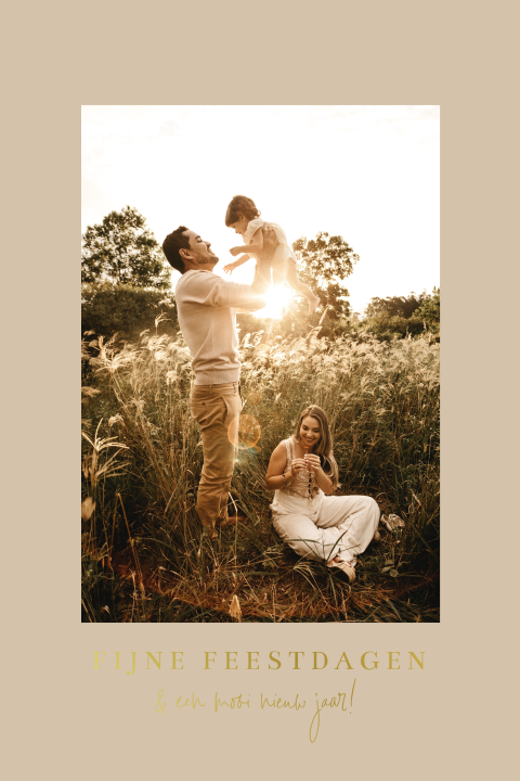 Kerstkaart Foto goudfolie