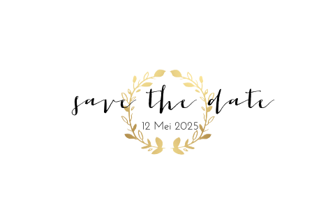 Save the date kaart krans goudlook