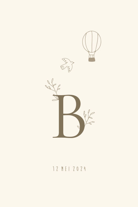 Geboortekaartje letter lijn illustratie naturel