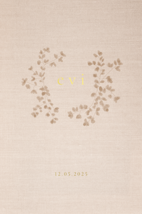 Geboortekaartje krans bloemen linnen