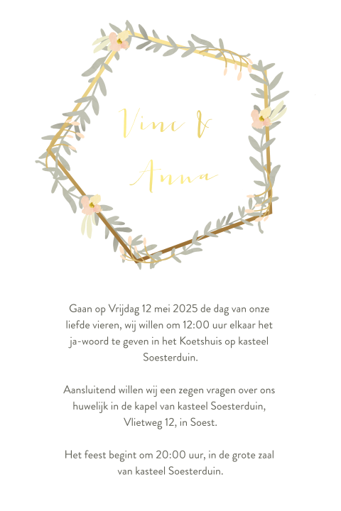 Trouwkaart Geometrische blaadjes