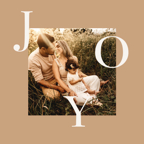 Kerstkaart Joy letters foto ronde hoeken