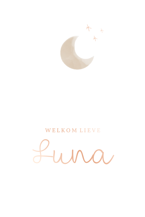 Geboortekaartje Watercolor Maan naturel folie