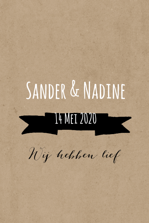Trouwkaart label kraft