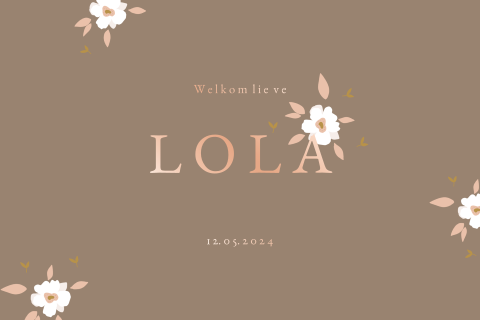 Geboortekaartje met bloemen folie