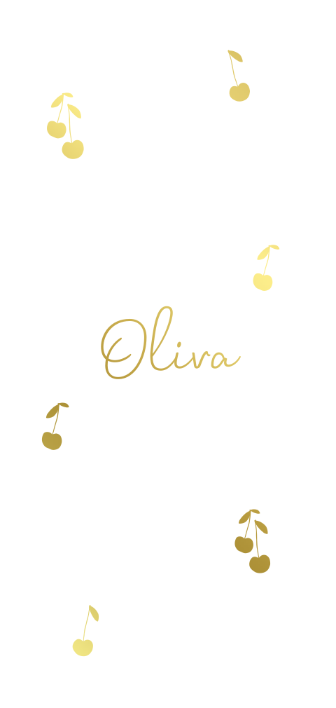 Geboortekaartje goudfolie kersjes