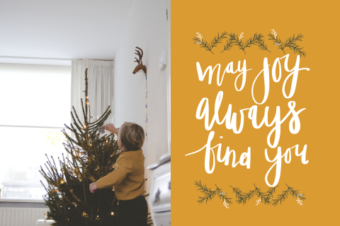 Kerstkaart tekst blaadjes