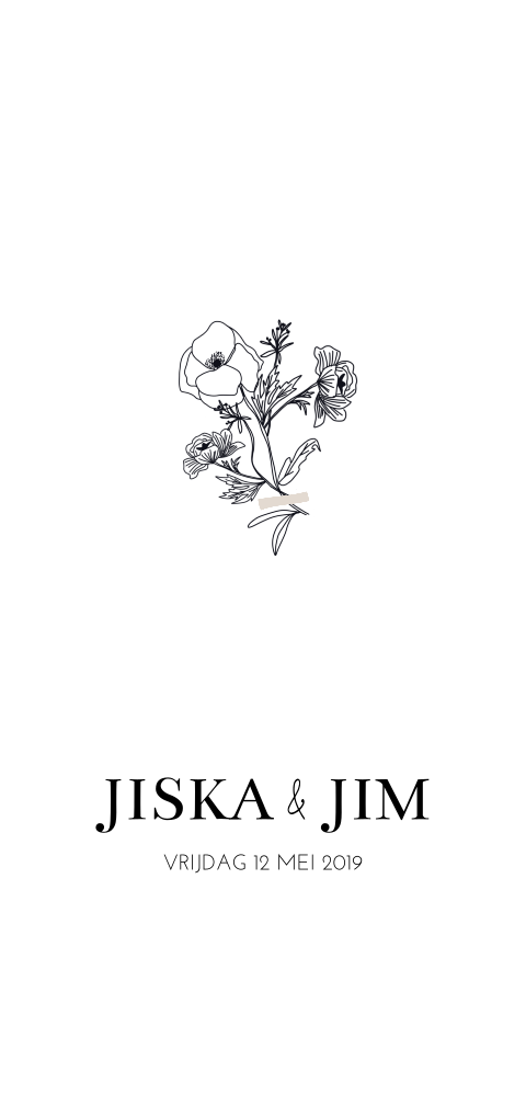 Trouwkaart bloemen strak