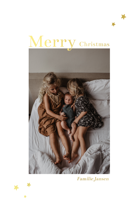 Kerstkaart foto goudfolie ster