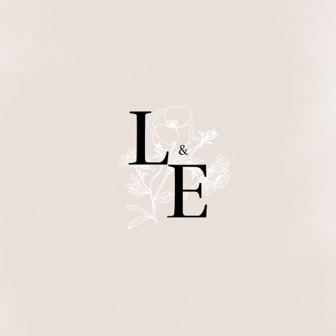 Trouwkaart Bloemen initialen