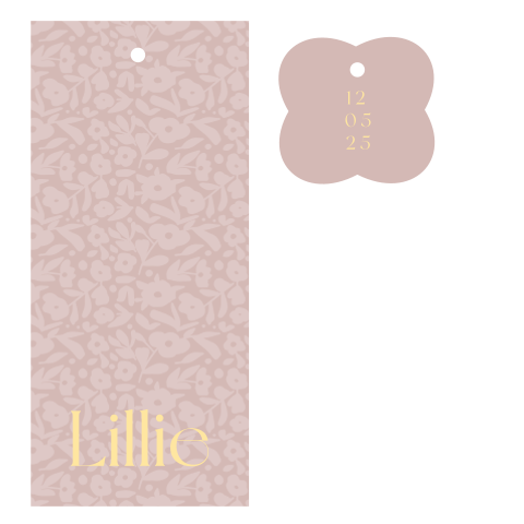 Geboortekaartje label bloem patroon