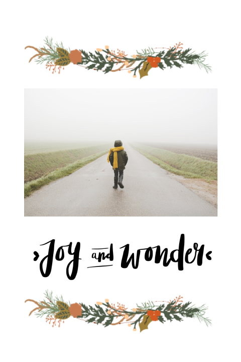 Kerstkaart foto bloemen slinger