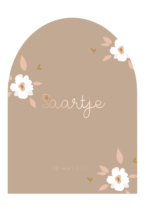 Geboortekaartje vorm boog bloemen