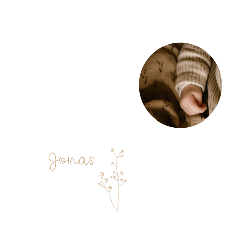 Geboortekaartje boog rond labeltje takjes