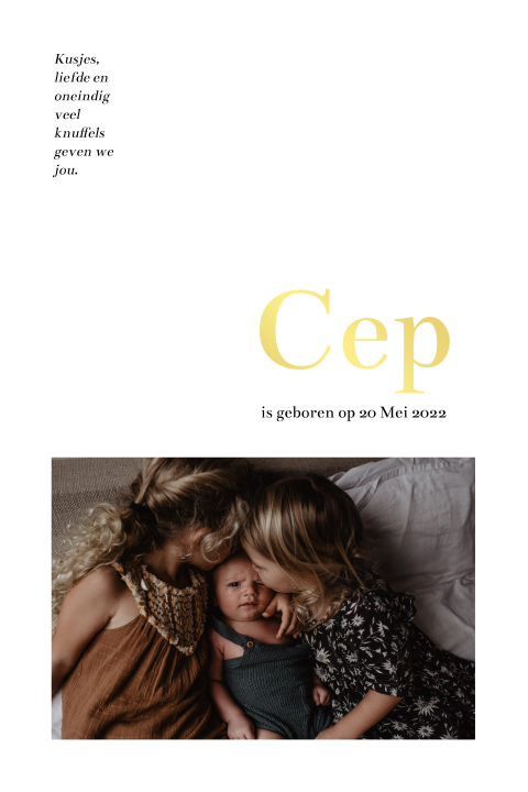 Geboortekaartje Geboortekaartje foto goudfolie Huis van Mijn