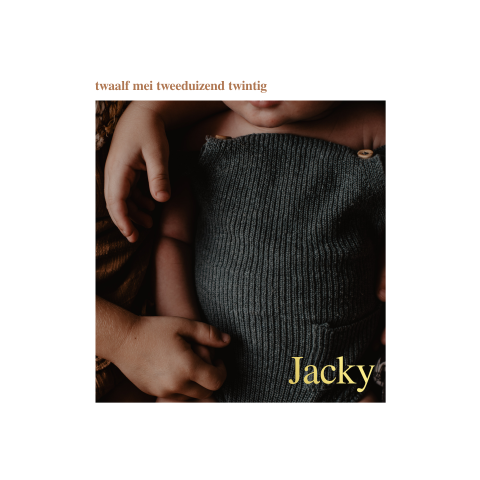 Geboortekaartje Foto datum goudfolie vierkant