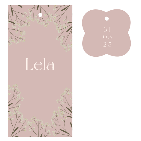 Geboortekaartje label bloemen watercolor
