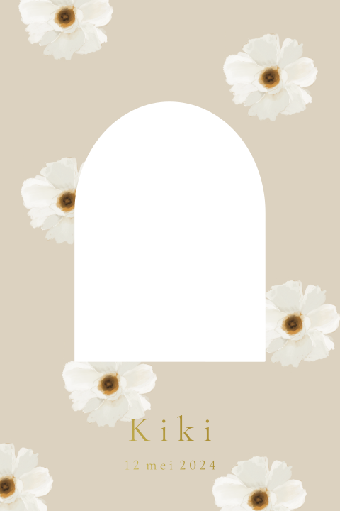 Geboortekaartje dubbel boog stans bloemen