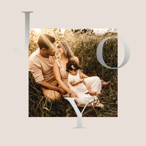 Kerstkaart Joy folie letters foto