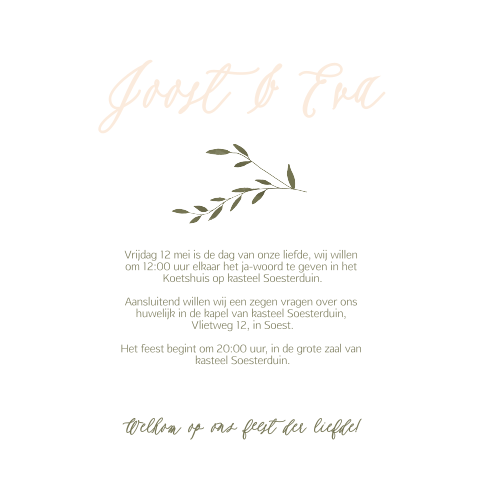 Trouwkaart Groen blaadje