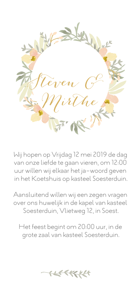 Trouwkaart spring gold