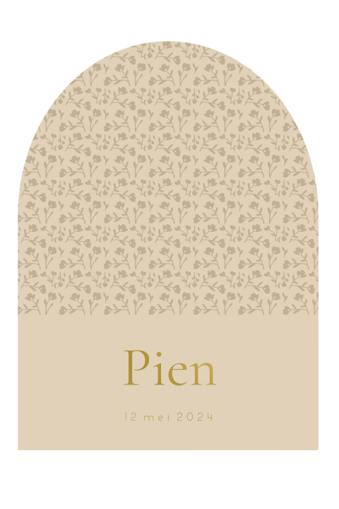 Geboortekaartje vorm boog bloemetjes