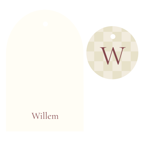 Geboortekaartje boog rond labeltje letter