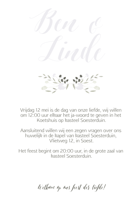 Trouwkaart flowers lavendel