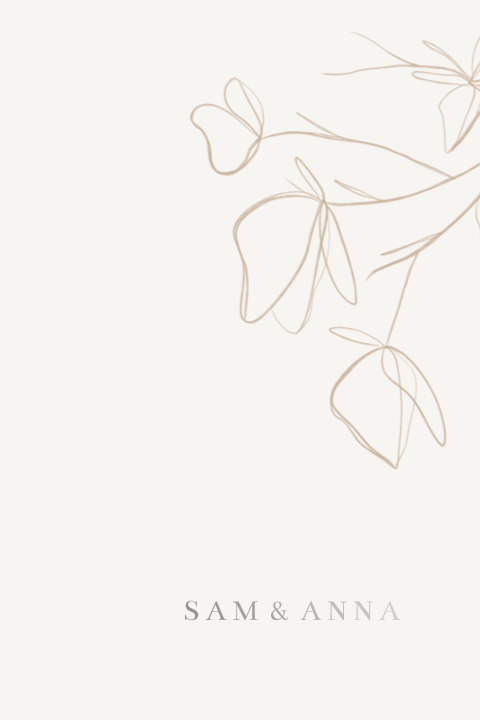 Trouwkaart zilverfolie takjes