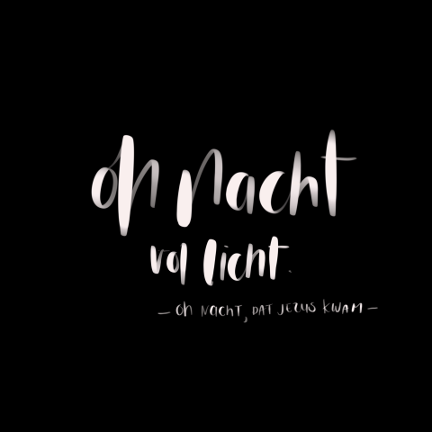 Kerstkaart Oh nacht handlettering