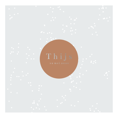 Geboortekaartje cirkel stipjes zilverfolie