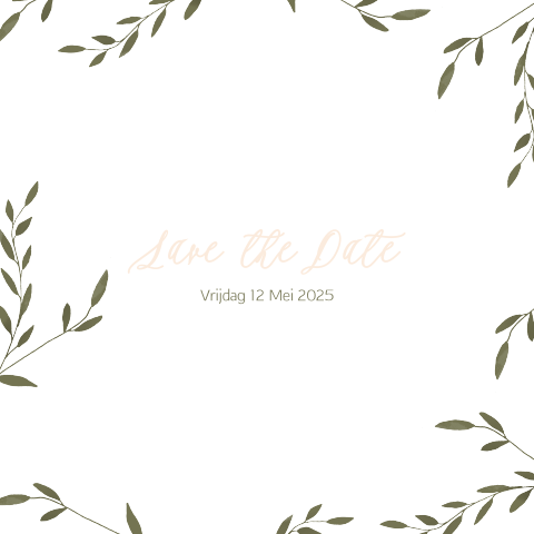 Save the Date kaart Groen blaadjes
