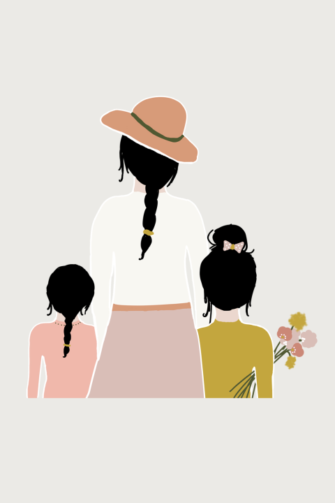 Wenskaart Mommy and us donker