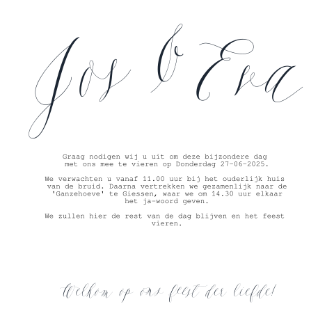 Trouwkaart vierkant Clouds love