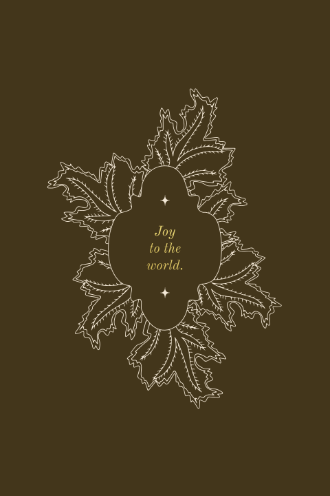Kerstkaart Ornament blad goudfolie