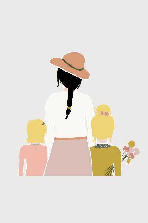 Wenskaart Mommy and us donker en blond