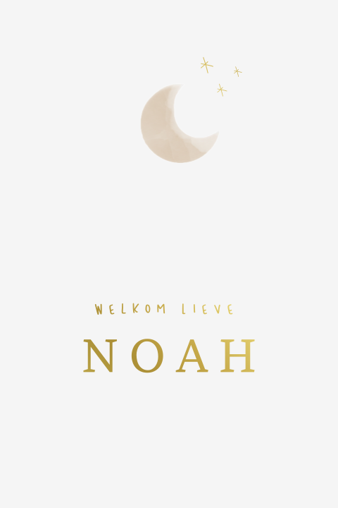 Geboortekaartje Watercolor Maan folie