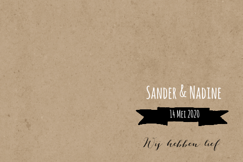 Trouwkaart label kraft