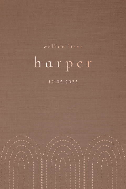 Geboortekaartje linnen look achtergrond bogen