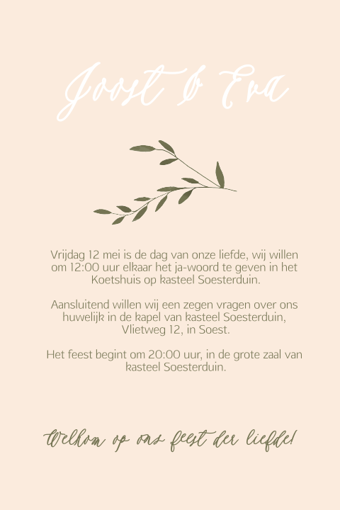 Trouwkaart Groen blaadje staand