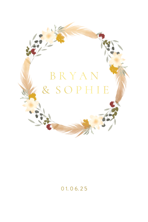 Trouwkaart Bohemian Indian Summer goudfolie