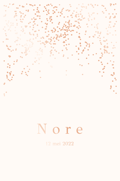 Geboortekaartje stipjes regen roségoud folie