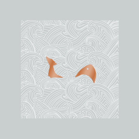 Poster folie vierkant walvis golven