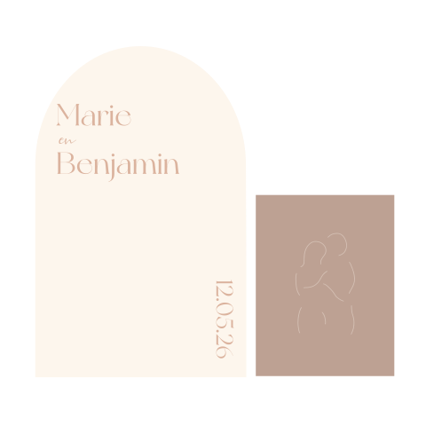 Trouwkaart boog met klein kaartje