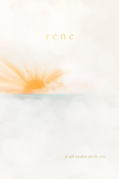 Rouw geboortekaartje zon