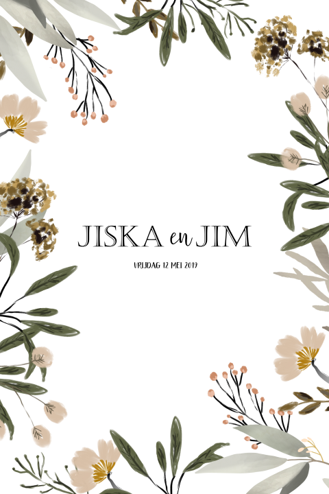 Trouwkaart watercolor bloemen