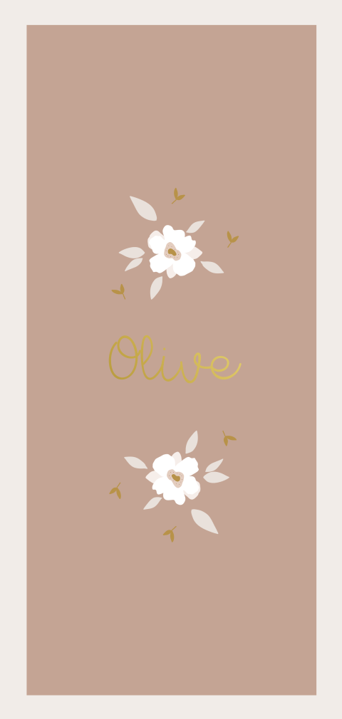 Geboortekaartje bloemen naturel kleuren goudfolie