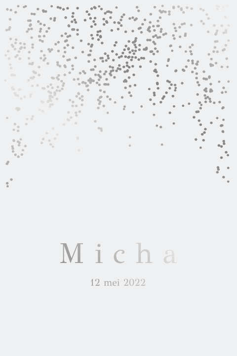 Geboortekaartje stipjes regen zilverfolie