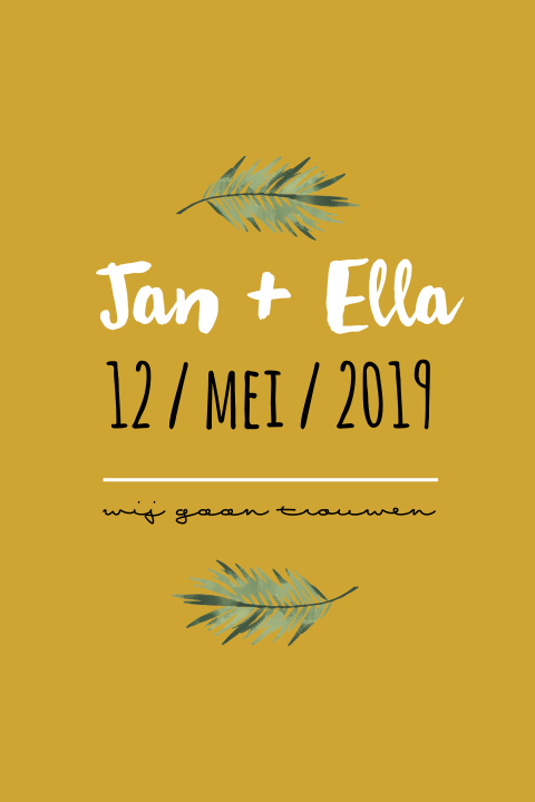 Trouwkaart Botanical oker